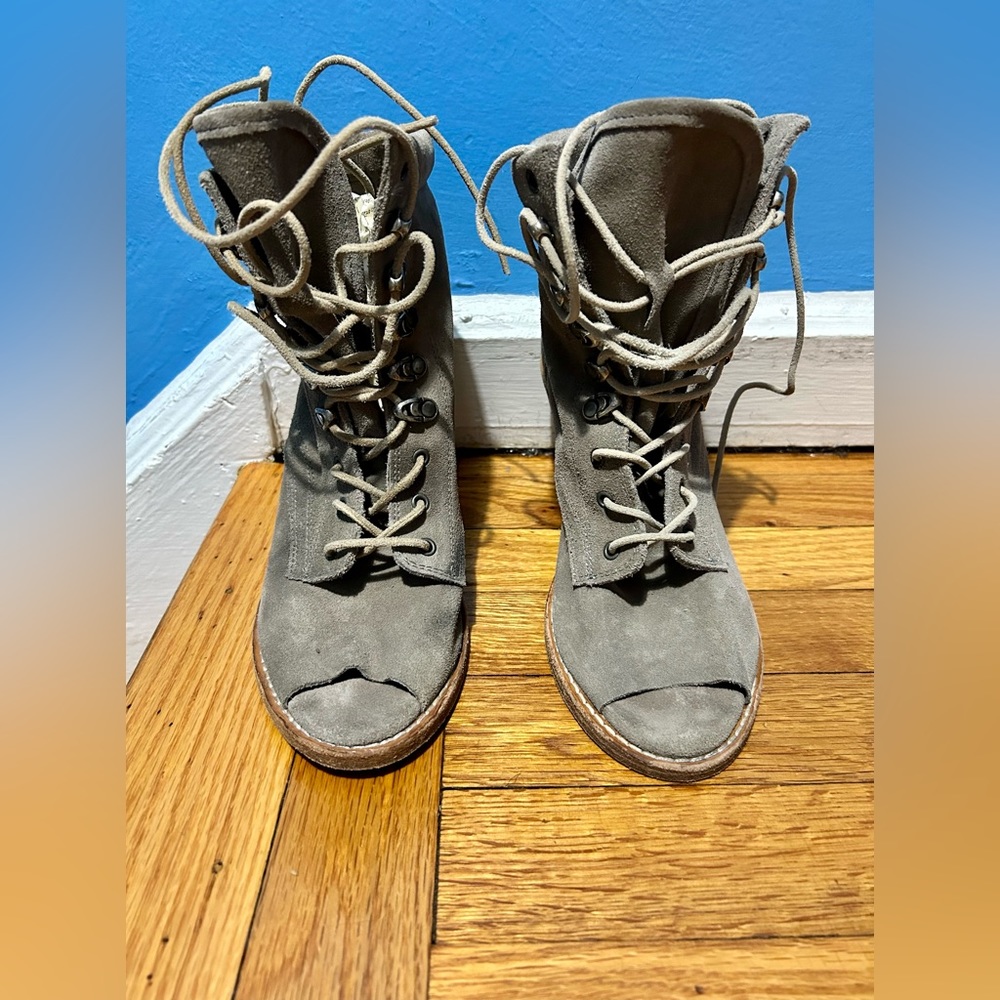 All saints distressed open toe booties